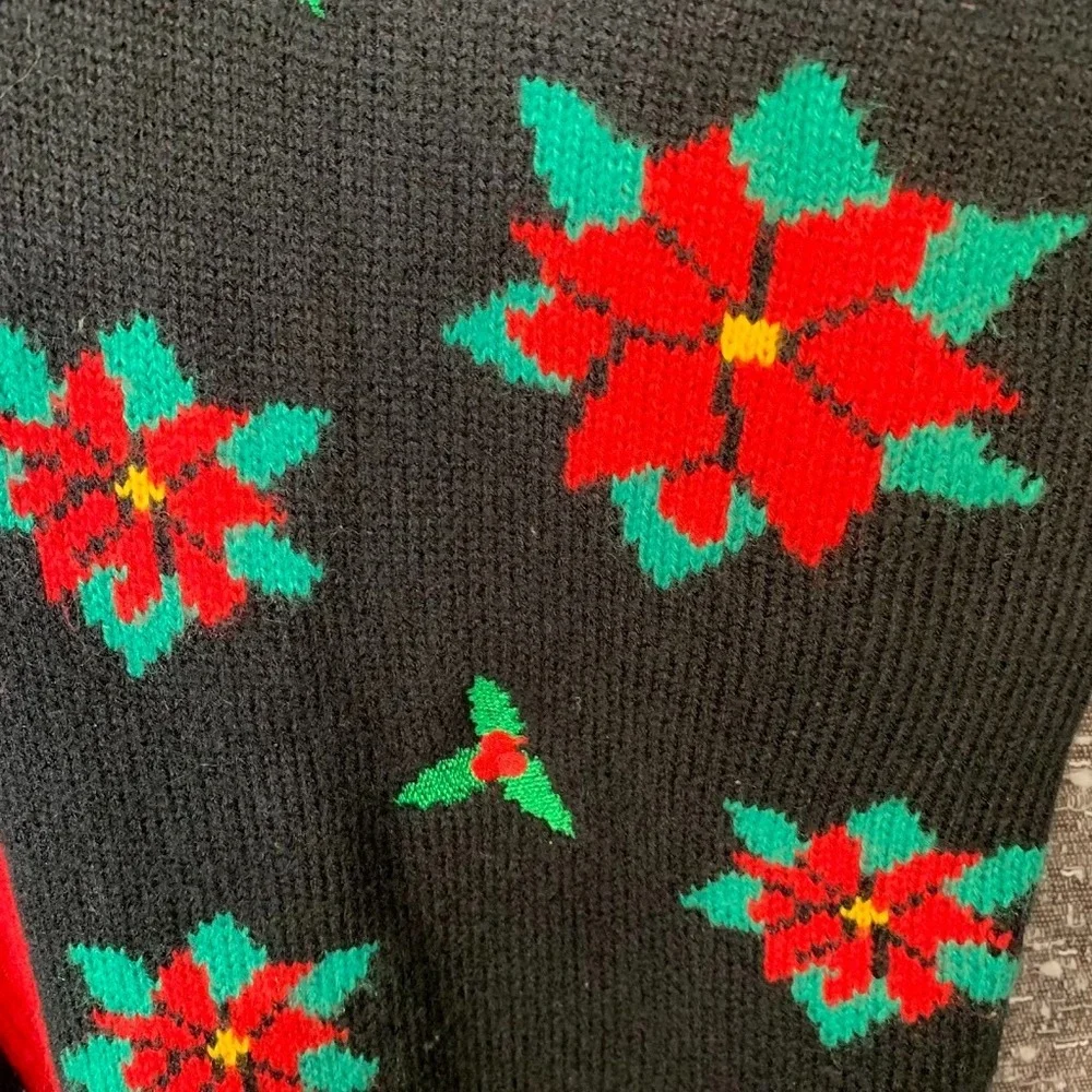 Jolly Sweaters Knit‎ Christmas Sweater Holiday Poinsettia Women's M